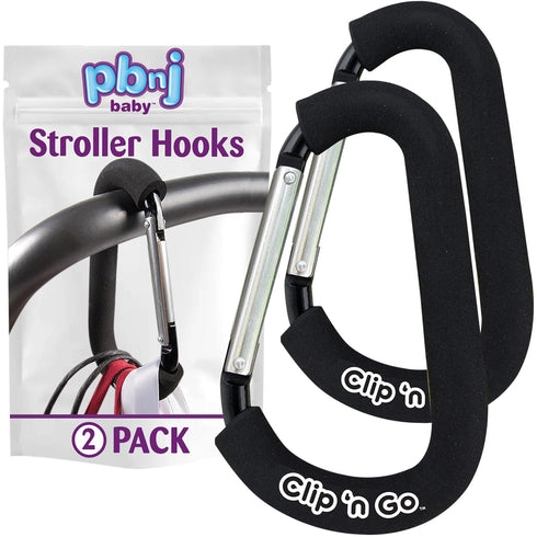 Stroller Hooks for Hanging Diaper Bags - Mommy Stroller Clip and Stroller Accessories Organizer Hook - Large Carabiner Clips for Mom Purse Shoppin...