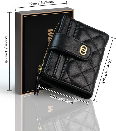Small Wallet For Women- Credit Card Holder Wallet For Women Girls- Zipper Small Bifold Wallet Mini Coin Purse With ID Window...