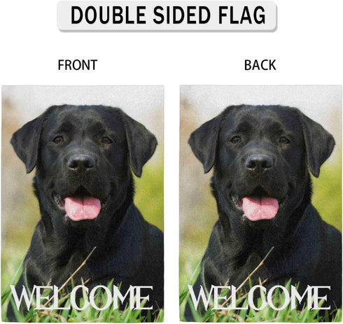 TropicalLife Welcome Black Labrador Dog on the Grass Polyester Garden Flag Banner 12 x 18 Inch Double Side Print Home Outdoor Patio Yard Garden De...