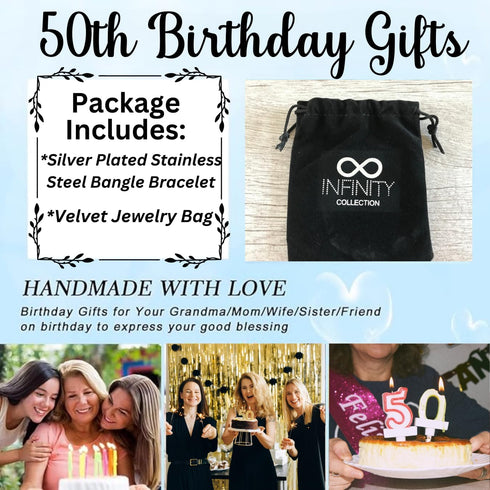 Infinity Collection 50th Birthday Bracelet, 50th Birthday Gifts for Women, 50th Birthday Gift Ideas...