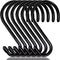 HiGift 6 Inch Large S Hooks for Hanging Plants, Non Slip Vinyl Coated S Hooks Heavy Duty, Metal Black Closet Hanger Hooks for Hanging Plant Jeans ...