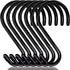 HiGift 6 Inch Large S Hooks for Hanging Plants, Non Slip Vinyl Coated S Hooks Heavy Duty, Metal Black Closet Hanger Hooks for Hanging Plant Jeans ...