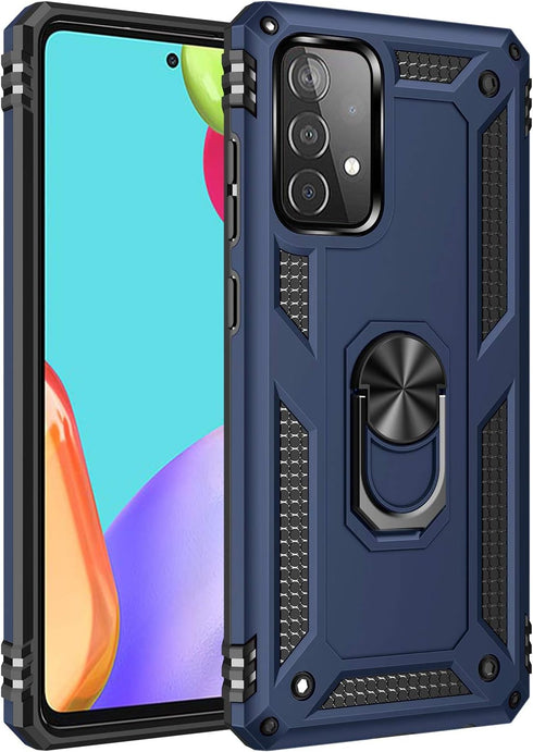 Military Grade Drop Impact for Samsung Galaxy A52 5G Case 360 Metal Rotating Ring Kickstand Holder Armor Heavy Duty Shockproof Case for Galaxy A52...