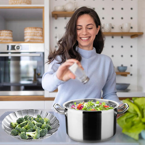 Steamer Basket Stainless Steel Instant Pot Accessories for Food and Vegetable, Zocy Premium Expandable Steam Basket to Fit Various Size Pots Mediu...