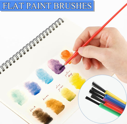 Prasacco 100 Pieces Paint Brushes Bulk, Plastic Paint Brushes for Kids Paint Brushes Oil Watercolor Brushes Colorful Detail Painting Kit for Kids ...