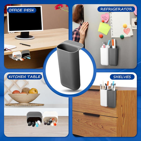 6 Pcs Screen Pen Pencil Holders Attachable Deskside Pen Holder Computer Monitor Desktop Pen Organizer with Self Adhesive Attacher for Office Suppl...