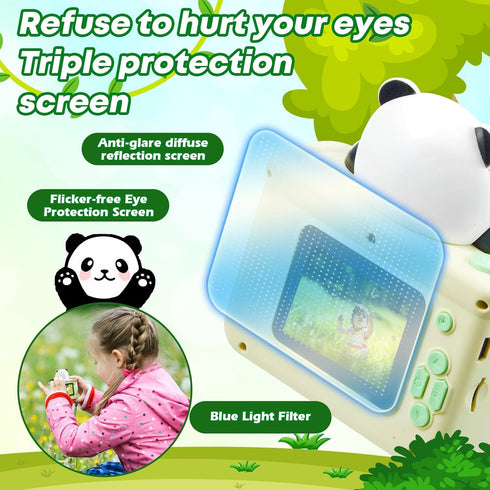 Kids Camera Cute Panda Camera for Kids Toddler Camera for 3 4 5 6 7 8 9 10 11 12 Year Old Girls/Boys Gifts?1080P HD Kids Digital Video Camera with...