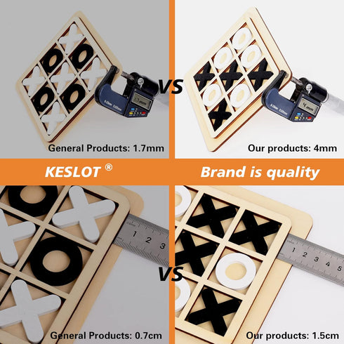 Wooden Board Tic Tac Toe Game XO Table Toy Classical Family Children Puzzle Game Educational Toys, Random Color...
