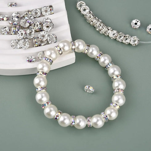 900 Pieces Round Rondelle Spacer Beads for Jewelry Making?Bead Charms?Rhinestone Beads over gild?Round Beads for Bracelets?Bead Bracelet Kit?Charm...