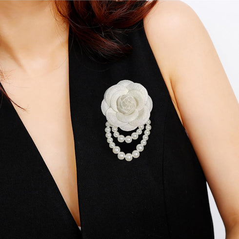 Vintage Camellia Pearl Tassel Brooches Bracelet Bohemian Pearl Safety Pins Bracelets Flower Hairpin Headpieces Shawl Pins Dainty Elegant Lapel Pin...