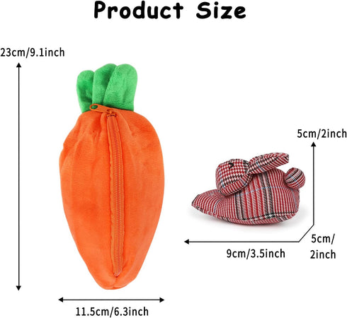 Hide and Seek Bunnies in Carrot Pouch Easter Bunny Stuffed Animal 3Pcs Rabbit Plush Doll in Zipper Purse Storage Bag Easter Gifts...