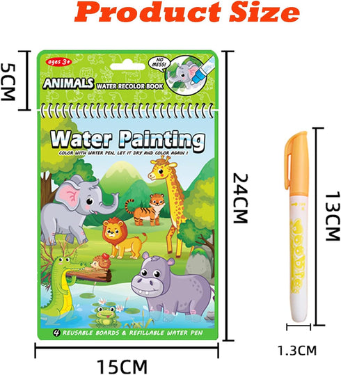 3 Pack Water Coloring Books for Toddlers, Reusable Paint with Water Books for Kids Ages 3-5, Water Painting Book Educational Learning Toddlers Tra...