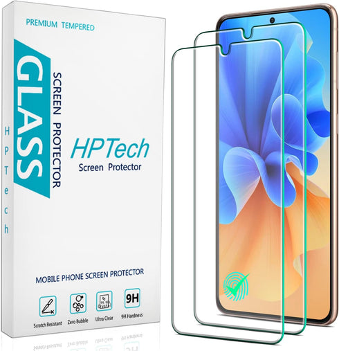 HPTech (2 Pack) Designed For Samsung Galaxy S21, Galaxy S21 5G - 6.2 inch Tempered Glass Screen Protector, Support Fingerprint Reader, Anti Scratc...