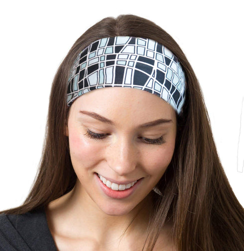 RiptGear Stretch Sport Headband for Women (Mosaic Black) — Made of Non-Slip Sweat Wicking Fabric — Great for Yoga, Running or The Gym — Soft Headb...
