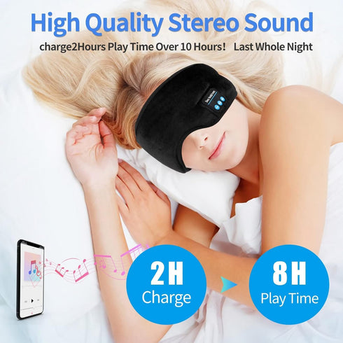 Music Sleep Eye Mask,Upgraded Travel Sleeping Headset,Sleep Eye Shades Built-in Speakers Microphone Washable (Black)...