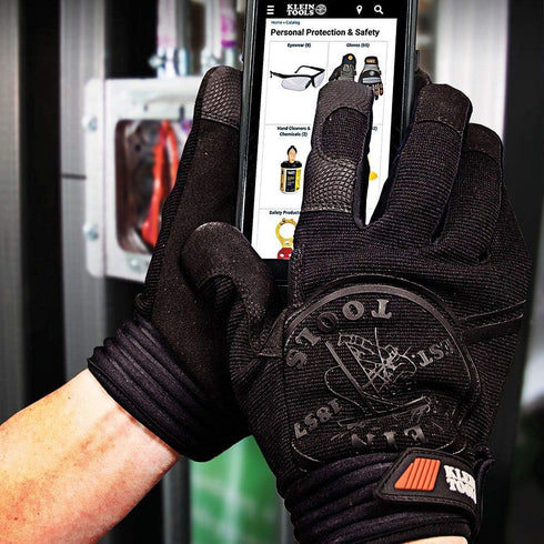 Klein Tools 40232 Wire Pulling Gloves, Extra Grip Work Gloves with Thumb Reinforcements and Grip Patches on Palm and Fingertips, Medium...