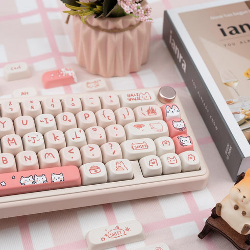 PBT Keycaps, 139 Keys Keycaps 75 Percent, Cute MOA Keycaps Cute Dye-Sublimation, Custom Keycaps Set for 61/64/68/84/87/100/104/108 Cherry MX Mecha...