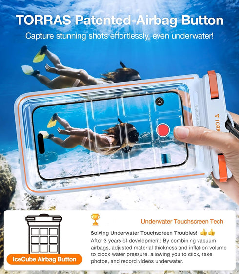 TORRAS IPX8 Waterproof Phone Pouch Floating, Underwater Screen Touchable, Waterproof Phone Case with Lanyard for iPhone 15 Pro Max 14 13 12 Galaxy...
