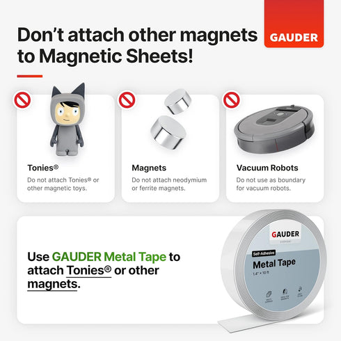 GAUDER Magnetic Sheets with Adhesive Backing (4' x 6') | Black Adhesive Magnetic Sheets (5 Pieces)...