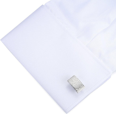 HONEY BEAR Figured Pattern Cufflinks for Men Shirt Steel Wedding Gift Silver...