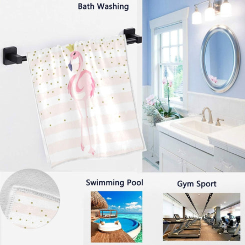 Naanle Beautiful Flamingo with Crown Golden Dots Soft Highly Absorbent Guest Large Home Decorative Hand Towels Multipurpose for Bathroom, Hotel, G...