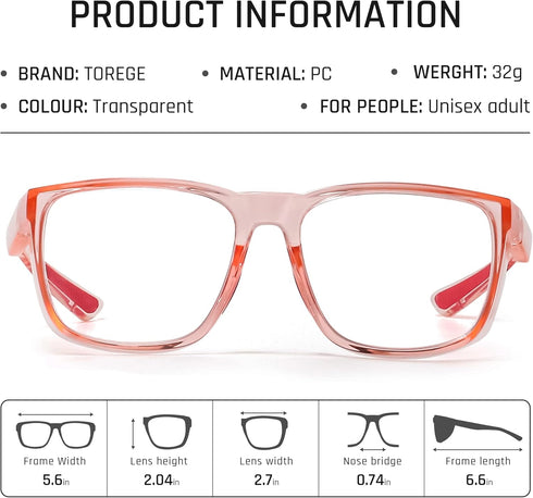 TOREGE Pink Safety Glasses For Women, Clear Safety Goggles Eye Protection With Anti-Fog And Anti-Blue Light Lens, Stylish Protective Eyewear For N...
