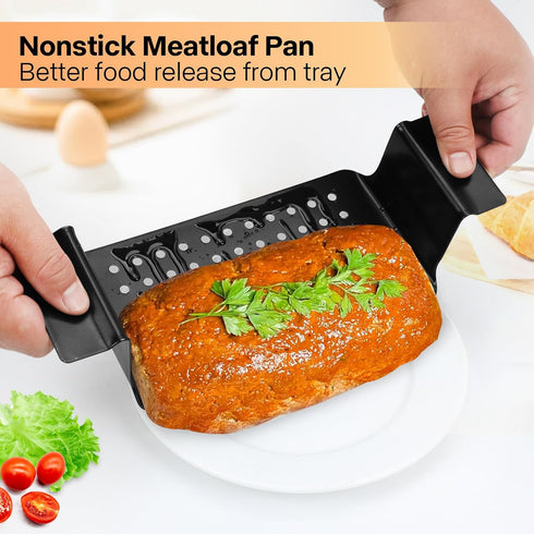 4 Pack Meatloaf Pan with Drain Tray, Nonstick Meat Loaf Pan with Drip Tray, 9x5 Inch Meat Loaf Pan with Insert Easy Removal Perforated, Bakeware P...