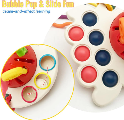 Montessori Toys for 18+ Months Old - Baby Sensory Toys for Boys and Girls Silicone Pull String Activity Toy for Toddlers Learning & Educational To...