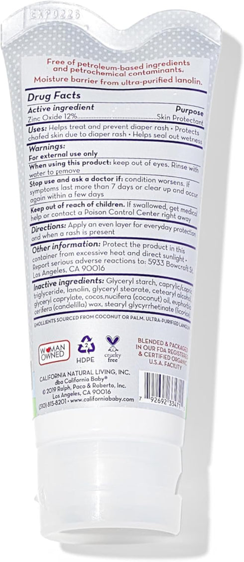 California Baby Super Sensitive Unscented Diaper Rash Cream | Zinc Oxide Ointment | 100% Bio-Based | Fragrance Free | Hypoallergenic | Soothing Di...