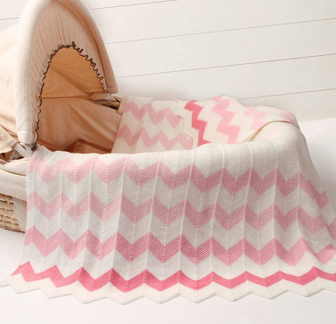 Baby Blanket Knitted Pink Chevron Soft Toddler Nursery Crib Throw Blankets Receiving Swaddle Blanket Stroller Cover for Boys Girls,40x30 inch...