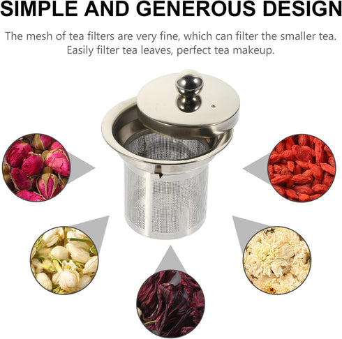 Hemoton Tea Strainer Insert with Lids Stainless Steel Tea Infuser Tea Filters Metal Teapot Replacement Mesh Strainer Tea Pot Accessories (Silver M...