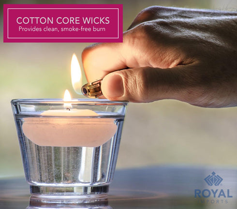 Royal Imports White Floating Candles 3" - Made in USA Pack of 24 Unscented Dripless Wax Discs - 10 Hour Burn Time - Centerpieces, Weddings, Events...