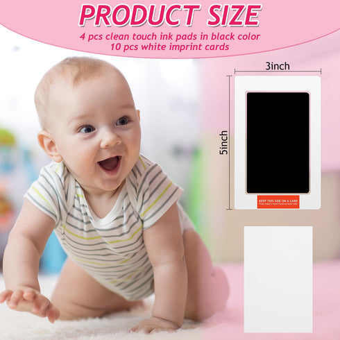 Outus 3 x 5 Inch Newborn Handprint and Footprint Paw Print Kit 4 Clean Touch Ink Pads 10 Imprint Cards Pet Inkless Hand and Feet Stamp for Dogs(Or...