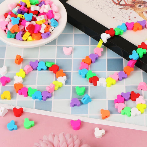 120 Pcs Mouse Head Beads for Jewelry Making, Cute Mouse Polymer Clay Beads Bulk with Box, 10mm Mouse Head Beads Loose Spacer Beads for DIY Crafts ...