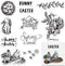 Hying Happy Easter Words Bunny Clear Stamps for Card Making and Photo Album Decor, Easter Rabbits Eggs Stamps Spring Flowers Rubber Stamps Seal fo...