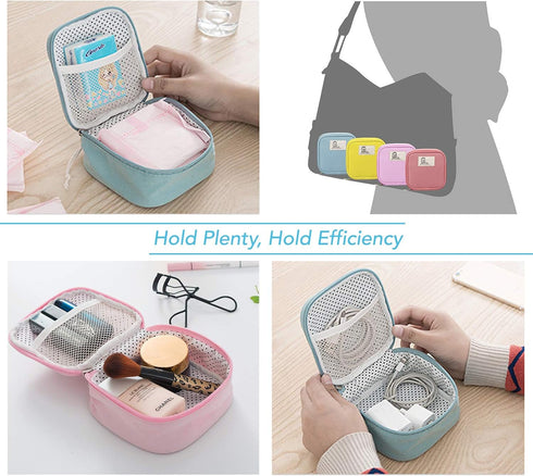 4pcs Cute Small Travel Sanitary Holder Girls Waterproof Cosmetic Jewelry Bags Lipsticks Electronics Makeup Organizers for Women, Multicolor...
