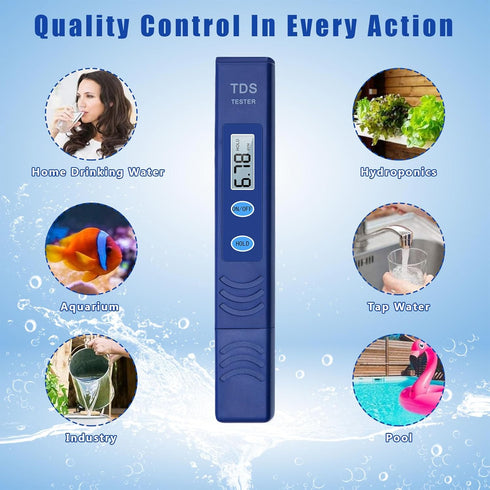 TDS Meter Digital Water Test,Electronic Water Test with 0-9999 PPM Measurement Range for Household Drinking Aquariums,Pools,Hydroponic,Hand Held,Q...