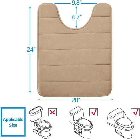Buganda Memory Foam U-Shaped Contour Toilet Rugs, Non Slip Absorbent Toilet Mat, Thick Soft Washable Bathroom Rugs, Floor Carpet Bath Rugs Mat for...