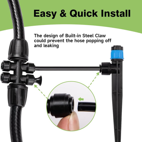 Maotong 32 Pack New Easy-Connect Drip Emitters Sprays for 1/4" Drip Irrigation Tubing (16 Pcs Quick-Connect Emitters Vortex+16 Pcs Quick-Connect E...