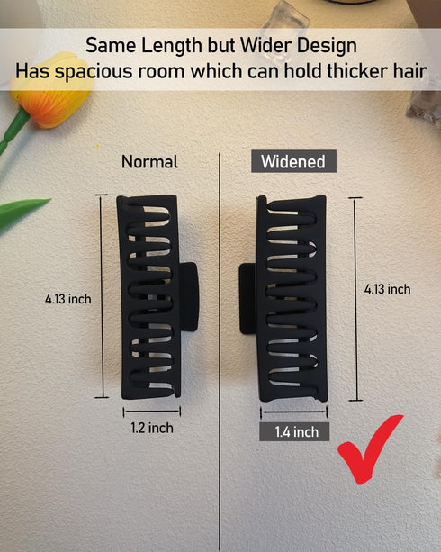 4 Inch Square Wider Claw Clips, 10.5 cm Bendable Rectangle Large Neutral Hair Clips for Thin and Thick Long Curly Hair, Matte Big Hair Claw Clips,...