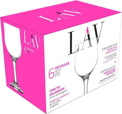 LAV Small Premium Wine Glasses Set of 6 - Clear White Wine Glasses 8 Oz - Tulip Shape Short Stem Wine Glass Set for Dinner Tables and Gifts...