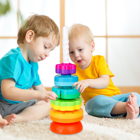 Spinning Stacking Toys for Babies 12+ Month Ring Stacker Stacking Toys for Toddlers 1-3 Montessori Toys,Educational Learning Sensory Toys for Kids...