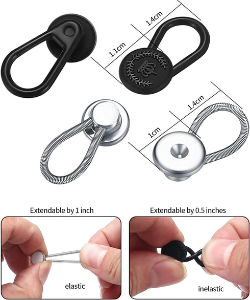20 Pcs Shirt Collar Button Extenders, Elastic Collar Extenders for Mens Shirts, 5 Styles Dress Shirt Tie Neck Collar Button Expanders for Expandin...