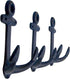 Wowser Nautical Cast Iron Ship Anchor Wall Hooks, 6 Inches, Set of 3 (Blue)...