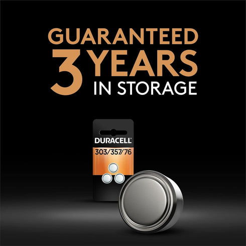 Duracell 303/357/76 Silver Oxide Button Battery, 3 Count Pack, 303/357/76 1.5 Volt Battery, Long-Lasting for Watches, Medical Devices, Calculators...