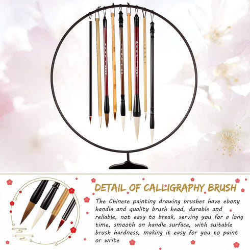 12 Pieces Chinese Calligraphy Brushes Painting Writing Brushes Watercolor Brushes Set Kanji Japanese Sumi Painting Drawing Brushes Kanji Art Brush...