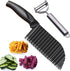 Upgraded Potato Crinkle Cutter, Stainless Steel Waffle Fly Cutter with a Julienne Peeler, Wavy Vegetable Slicer Kitchen Chopper Knife for Baby Foo...