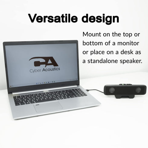 Cyber Acoustics USB Speaker Bar (CA-2890) – Stereo USB Powered Speaker, Easily Clamps to Monitor, Convenient Controls...