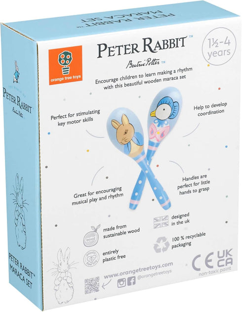 Orange Tree Toys Peter Rabbit: Maraca Set - Set of 2, Wooden Musical Shaker Instruments, Music Development Toy, FSC Certified, Licensed, Toddler &...
