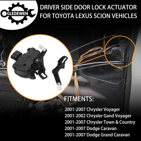 Door Lock Actuator Left & Right Side Sliding Door Actuator | for 2001-2007 Chrysler Voyager Gand Voyager Town & Country, Dodge Caravan Grand Carav...
